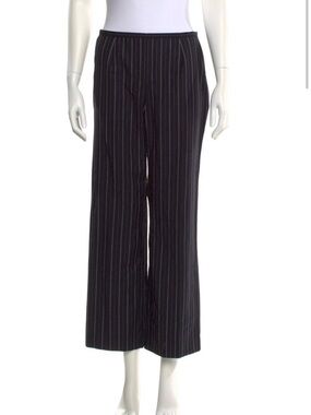 Escada Black Pinstripe Wide-Leg Trousers